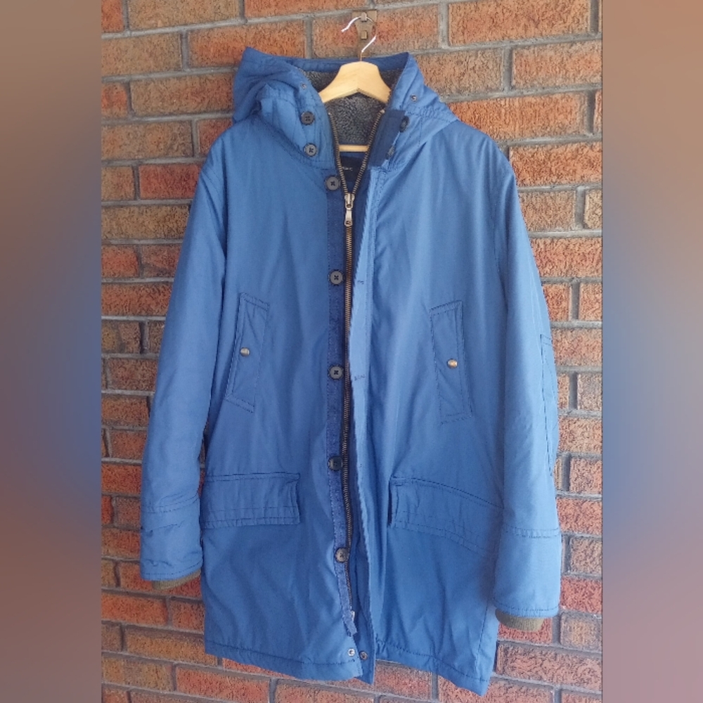 Banana Republic Men's Winter Parka Cobalt Blue | Quilted Interior | Buttons Zip